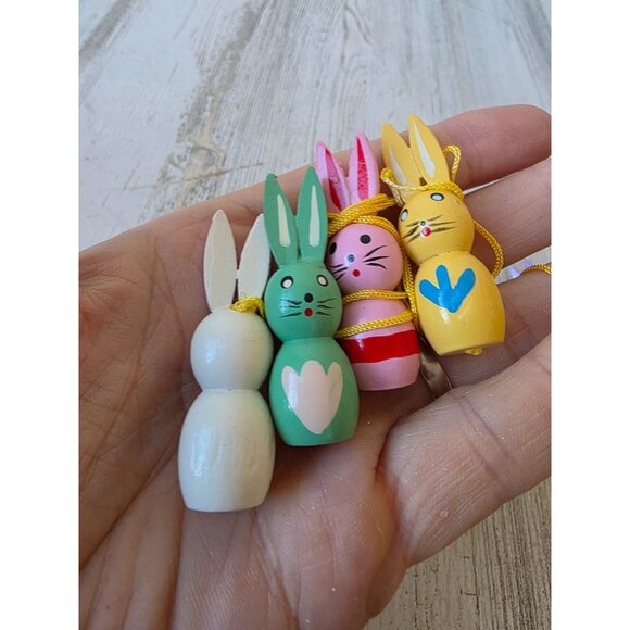 Vintage wooden Easter bunny rabbit ornament spring Xmas tree - Picture 5 of 6